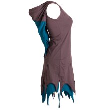 Vishes Ärmelloses Elfenkleid im Lagenlook mit Zipfeln und Zipfelkapuze aus Biobaumwolle braun 36-38