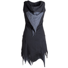 Vishes Ärmelloses Elfenkleid im Lagenlook mit Zipfeln und Zipfelkapuze aus Biobaumwolle schwarz 36