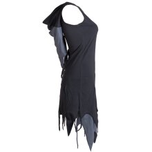 Vishes Ärmelloses Elfenkleid im Lagenlook mit Zipfeln und Zipfelkapuze aus Biobaumwolle schwarz 36