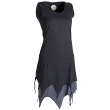 Vishes Ärmelloses Elfenkleid im Lagenlook mit Zipfeln und Zipfelkapuze aus Biobaumwolle schwarz 36