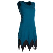 Vishes Ärmelloses Elfenkleid im Lagenlook mit Zipfeln und Zipfelkapuze aus Biobaumwolle türkis 42