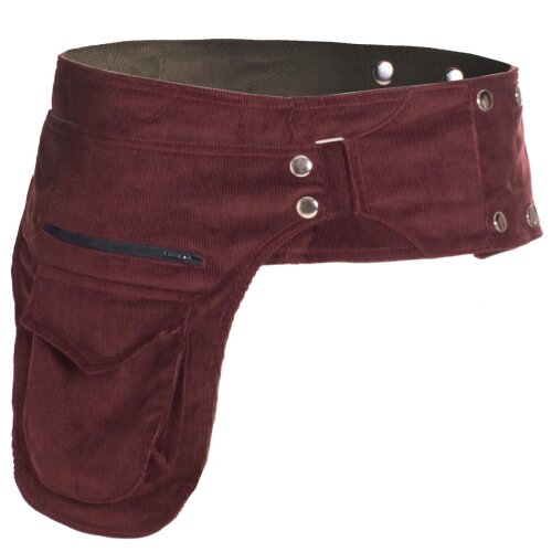 Vishes Gürteltasche mit Druckknöpfen zum Wenden aus Cord für Damen und Herren dunkelrot