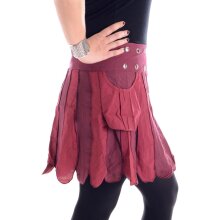 Vishes Zweifarbig gestreifter Patchwork Wickel Rock - größenverstellbar mit Druckknöpfen - mit Tasche rot-dunkelrot