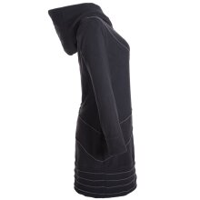 Vishes Langärmliges Patchwork Hoodie Eco Fleecekleid mit Daumenlöchern schwarz 46