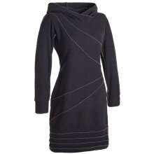 Vishes Langärmliges Patchwork Hoodie Eco Fleecekleid mit Daumenlöchern schwarz 46