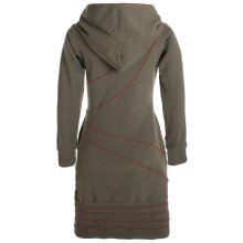 Vishes Langärmliges Patchwork Hoodie Eco Fleecekleid mit Daumenlöchern olive 44