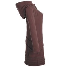 Vishes Langärmliges Patchwork Hoodie Eco Fleecekleid mit Daumenlöchern braun 44