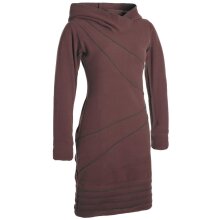 Vishes Langärmliges Patchwork Hoodie Eco Fleecekleid mit Daumenlöchern braun 44