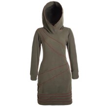Vishes Langärmliges Patchwork Hoodie Eco Fleecekleid mit Daumenlöchern türkis 34