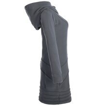 Vishes Langärmliges Patchwork Hoodie Eco Fleecekleid mit Daumenlöchern grau 36-38