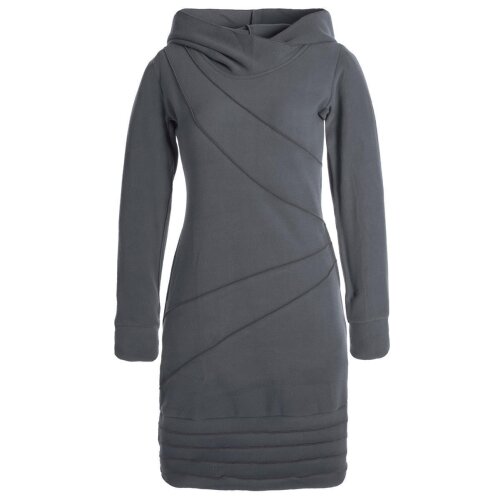 Vishes Langärmliges Patchwork Hoodie Eco Fleecekleid mit Daumenlöchern grau 40