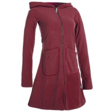 Vishes Einfarbiger Eco Fleecemantel mit Kapuze dunkelrot 34