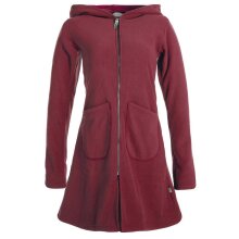 Vishes Einfarbiger Eco Fleecemantel mit Kapuze dunkelrot 46