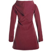 Vishes Einfarbiger Eco Fleecemantel mit Kapuze dunkelrot 46