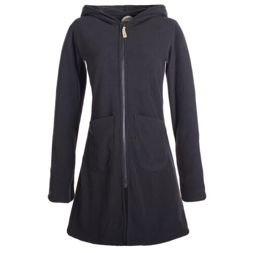 Vishes Einfarbiger Eco Fleecemantel mit Kapuze schwarz 40-42
