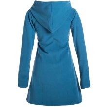 Vishes Einfarbiger Eco Fleecemantel mit Kapuze türkis 40-42