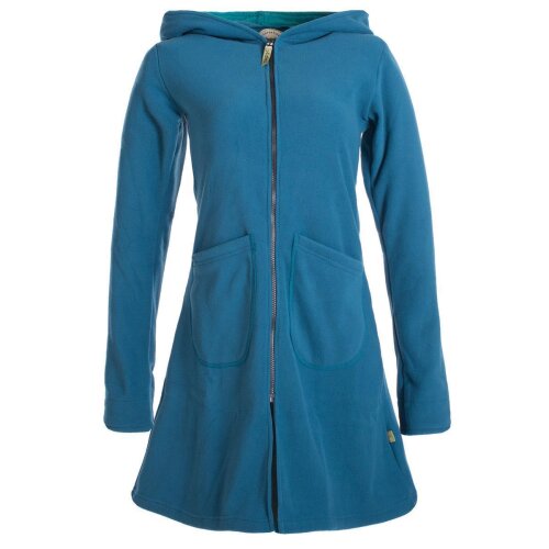 Vishes Einfarbiger Eco Fleecemantel mit Kapuze türkis 44