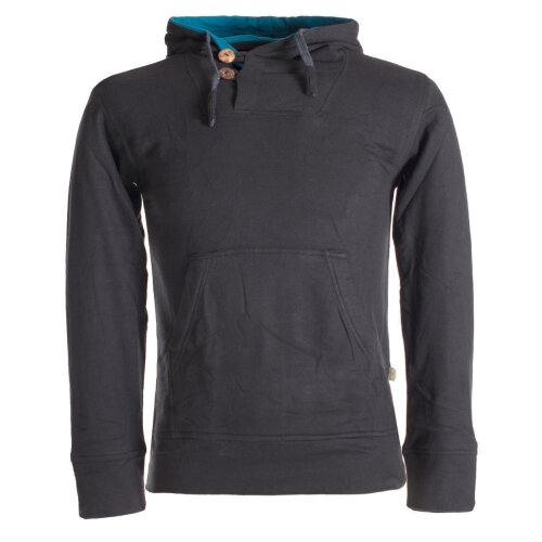 Vishes Herren Sweatshirt aus Baumwollfleece mit Kängurutasche und Kapuze schwarz 54