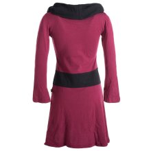 Vishes Langärmliges Baumwoll Hoodie Kleid mit großem Schalkragen dunkelrot 42