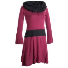 Vishes Langärmliges Baumwoll Hoodie Kleid mit großem Schalkragen dunkelrot 42