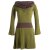 Vishes Langärmliges Baumwoll Hoodie Kleid mit großem Schalkragen olive 32