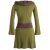 Vishes Langärmliges Baumwoll Hoodie Kleid mit großem Schalkragen olive 32
