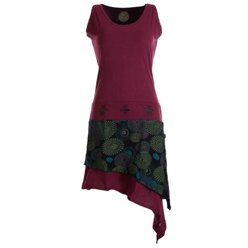 Vishes Ärmelloses asymmetrisches Lagenlook Zipfelkleid dunkelrot 36