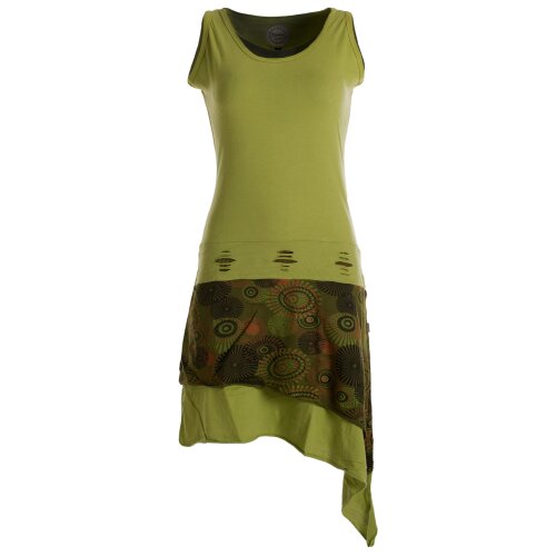 Vishes Ärmelloses asymmetrisches Lagenlook Zipfelkleid hellgrün 36-38