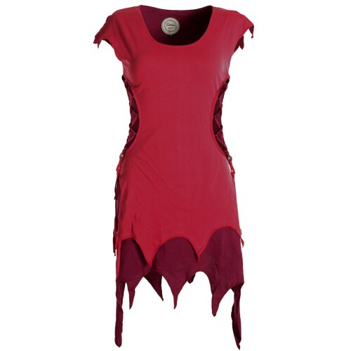 Vishes Ärmellose Zipfeltunika im Lagenlook mit seitlicher Schnürung aus Biobaumwolle dunkelrot 32