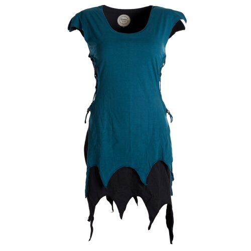 Vishes Ärmellose Zipfeltunika im Lagenlook mit seitlicher Schnürung aus Biobaumwolle schwarz 34