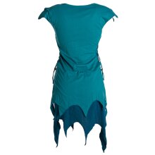 Vishes Ärmellose Zipfeltunika im Lagenlook mit seitlicher Schnürung aus Biobaumwolle türkis 40