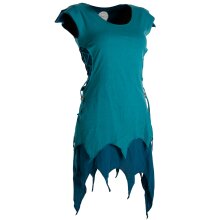 Vishes Ärmellose Zipfeltunika im Lagenlook mit seitlicher Schnürung aus Biobaumwolle türkis 44-46