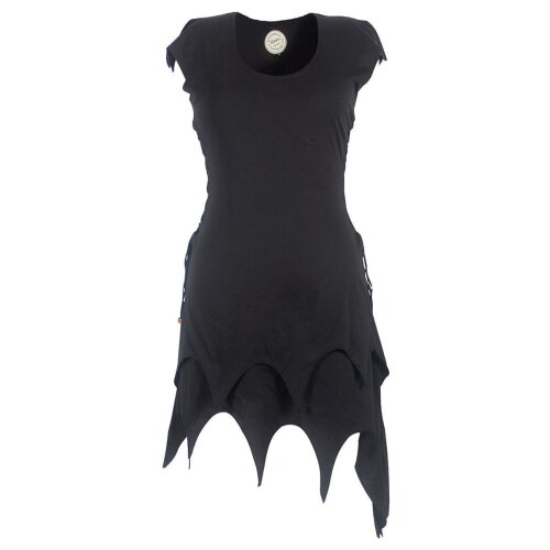 Vishes Ärmellose Zipfeltunika im Lagenlook mit seitlicher Schnürung aus Biobaumwolle schwarz uni 44