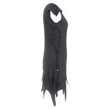 Vishes Ärmellose Zipfeltunika im Lagenlook mit seitlicher Schnürung aus Biobaumwolle schwarz uni 46