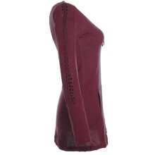 Vishes Langärmlige, einfarbige Tunika aus Biobaumwolle mit Schürung und Kängurutaschen dunkelrot 34