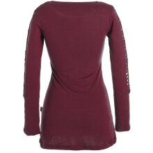 Vishes Langärmlige, einfarbige Tunika aus Biobaumwolle mit Schürung und Kängurutaschen dunkelrot 44