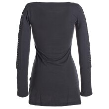 Vishes Langärmlige, einfarbige Tunika aus Biobaumwolle mit Schürung und Kängurutaschen schwarz 32-34