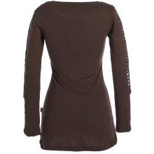 Vishes Langärmlige, einfarbige Tunika aus Biobaumwolle mit Schürung und Kängurutaschen braun 32