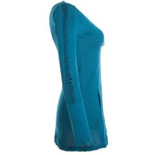 Vishes Langärmlige, einfarbige Tunika aus Biobaumwolle mit Schürung und Kängurutaschen türkis 34