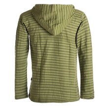 Vishes Gestreiftes Longsleeve Hoodie Shirt mit Kängurutasche und Kapuze olive 56