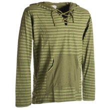 Vishes Gestreiftes Longsleeve Hoodie Shirt mit Kängurutasche und Kapuze olive 56