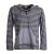 Vishes Gestreiftes Longsleeve Hoodie Shirt mit Kängurutasche und Kapuze grau 58