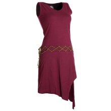 Vishes Asymmetrisches Kleid ohne Ärmel - Beinausschnitt Gürtel-Schnürung dunkelrot 34