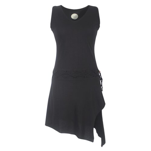 Vishes Asymmetrisches Kleid ohne Ärmel - Beinausschnitt Gürtel-Schnürung schwarz 40