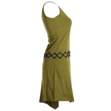 Vishes Asymmetrisches Kleid ohne Ärmel - Beinausschnitt Gürtel-Schnürung olive 34