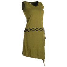 Vishes Asymmetrisches Kleid ohne Ärmel - Beinausschnitt Gürtel-Schnürung olive 34