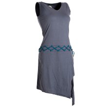 Vishes Asymmetrisches Kleid ohne Ärmel - Beinausschnitt Gürtel-Schnürung grau 32