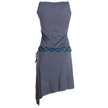 Vishes Asymmetrisches Kleid ohne Ärmel - Beinausschnitt Gürtel-Schnürung grau 42-44