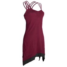 Vishes Lagenlook Trägerkleid Organic Cotton mit Zipfeln dunkelrot 34