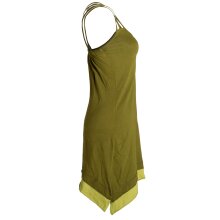 Vishes Lagenlook Trägerkleid Organic Cotton mit Zipfeln olive 32-34